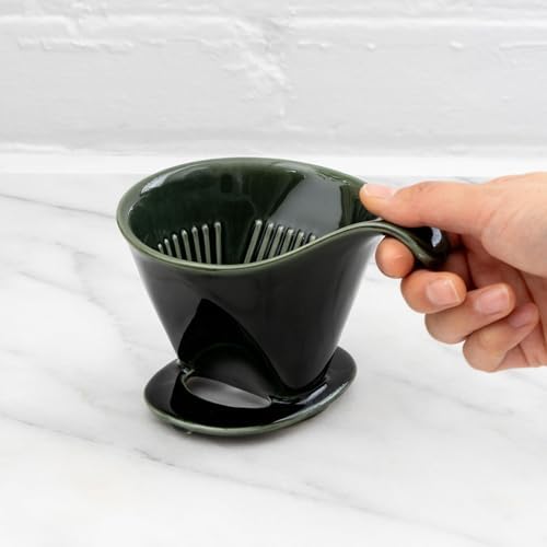 ZERO JAPAN - Bee House Pour Over Coffee Dripper - Ceramic Coffee Maker with Elegant Peek Hole, Drip Cone Brewer Coffee Gift, Brewing Accessories - Antique Green, Standard Size - Image 3