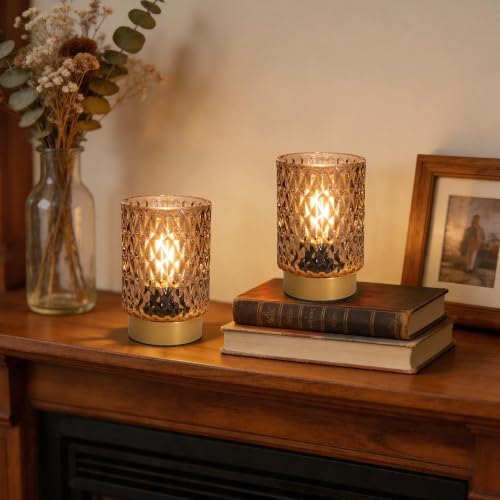 LUSHARBOR Battery Operated Lamp with Timer, Small Cordless Table Lamp Amber - Image 6