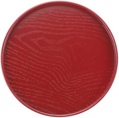 Wooden Serving Tray Round Wood Serving Tray Decorative Platter, 8.3 Inch Fit for Home Decor Kitchen Coffee Table Candle Holder, (Red) by YELARXI