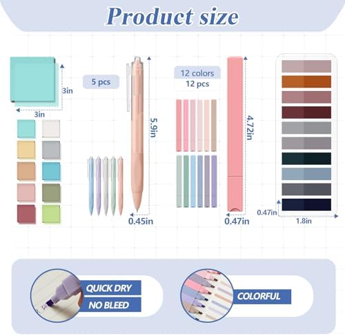 Jutom 39 Pcs Aesthetic Book Annotation Kit,Black,Cute Style - Image 3