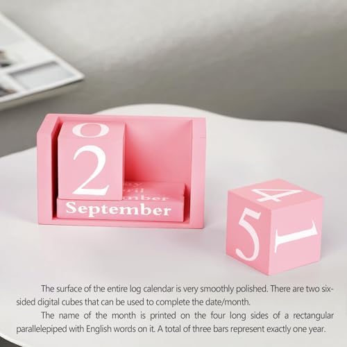 Notakia Pink Decor Wooden Desk Blocks Calendar Perpetual Block Cute Office Pink Desk Accessories Preppy Room Decor for Women - Image 3