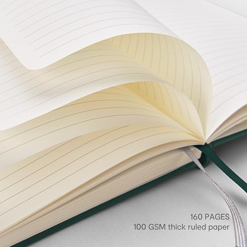 &And Per Se 10-Pack Lined Notebooks, A5 Hardcover, 160 Pages 100gsm Thick Paper, Office Supply Bulk Order, Corporate New Hire Kits, Breakroom Essentials – College Ruled, 10 Units (Green) - Image 4