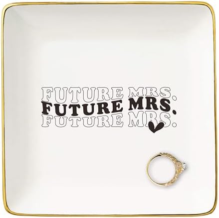 NZY Funny Engagement Gift for Bride,Future Mrs-Bride to Be-Newly Engaged-Bridal Shower Gifts for Her-Bachelorette Party Present for Women-Wedding-Ceramic Jewelry Tray Trinket Holder Ring Dish by NZY