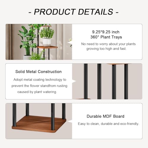 AZERPIAN 5 Tier Tall Plant Stand Indoor Corner Tiered Shelf Metal MDF Board - Image 5