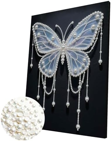 DIY Pearl Painting with Frame, Creative Design, Handmade Stress-Relieving Home Wall Decoration, Includes Frame and Tools-Butterfly-2 by Unknown
