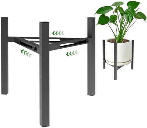 Airpark Plant Stand Indoor, Adjustable Metal Modern Plant Stands, Heavy Duty Stable Plant Pot Flower Holder Indoor Outdoor Corner, Fit 7 8 9 10 11 12 inch Pots, Black (Pot & Plant Not Included) by Airpark