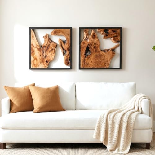 WELLAND Cedar Wall Sculptures, Set of 2, Live Edge Wood Art - Image 5