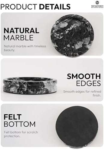 Marble Jewelry Dish, 5" Handmade Black Ring Tray - Image 6