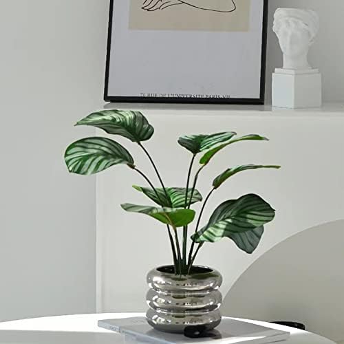 Ceramic Plant Pot Indoor, 4.5 Inch Flower Pot with Drainage Hole, Small Bubble Design Ceramic Planter for Home & Office Decor (Silver) - Image 5