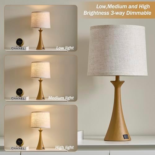 Touch Table Lamps Set of 2, 21" Bedside Lamps with USB C+A - Image 4