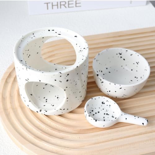 Ceramic Tealight Burner Oil Diffuser Duftlamp with Canlde Holder (Ink Splash) - Image 5