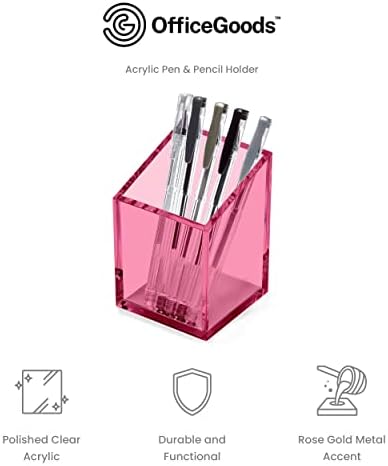 OfficeGoods Acrylic Pen and Pencil Holder, Pink - Image 3