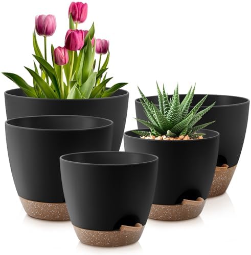 QRRICA 7/7.5/8/9/10 Inch Self Watering Pots for Indoor/Outdoor Plants by QRRICA