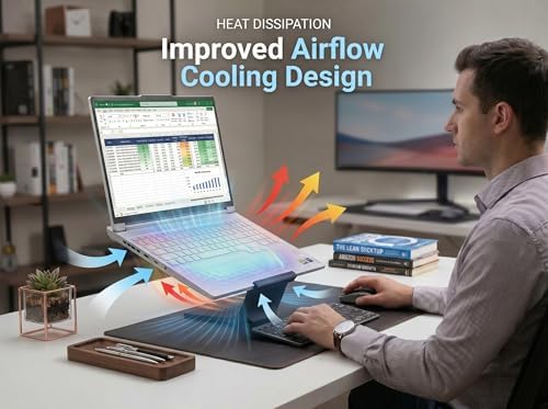 Laptop Stand for Desk – Ergonomic Laptop Riser, Improves Posture & Reduces Neck Pain, Stable No-Wobble Design, Cooling Airflow, Fits 10–17” Laptops, Office & Home Setup (Metal Blue) - Image 6