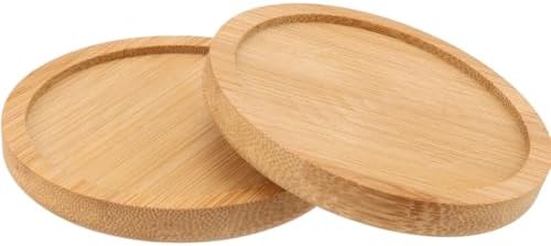 HOIGON 30 Pack Round Bamboo Coasters, 4 Inch Natural Wooden Coasters, Round Bamboo Tray Saucer Set for Drinks, Crafts, Succulents - Image 5