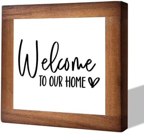 Welcome Sign, Wooden Box Signs for Home Decor, Freestanding Welcome Sign, Farmhouse Entryway, Front Door, Porch, Housewarming Tabletop, Welcome To Our Home (C3) by MLTEye