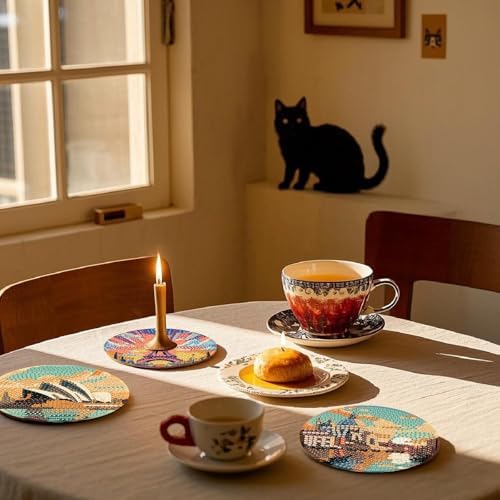 NEGEKFKX 8 Pcs Famous Buildings Diamond Art Painting Coasters Kits ﻿ ﻿ - Image 3