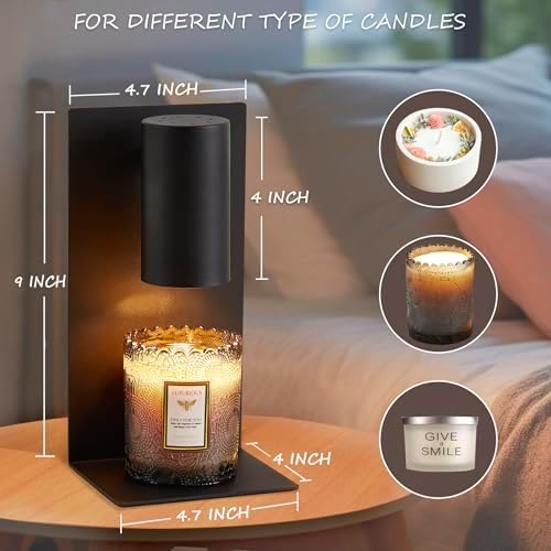 Black L-Shape Candle Warmer Lamp with Timer Dimmable, New Home Decor for Bedroom, Office, Modern Living Room, Christmas Birthday New Year Gift for Women Man - Image 3
