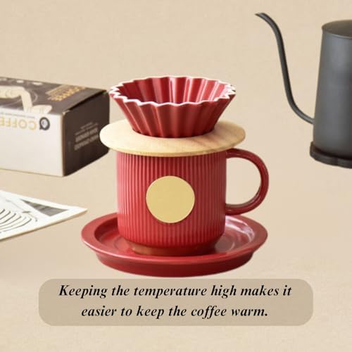 Yellow Ceramic Pour Over Coffee Dripper - 10.3×7.8cm Origami-Inspired V60 Cone Filter, Heat Retaining Hand Brew Cup with Deep Grooves for Smooth Flow and Rich Coffee Flavor - Image 4
