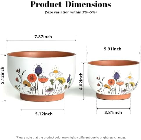 Terracotta Pots, 8+6 Inch Plant Pots, 2 Pcs with Drainage Holes - Image 6