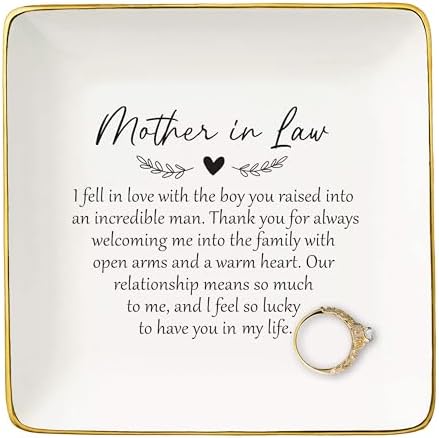 Mother Of the Groom Gifts from Bride,Bridal Shower Gifts for Mother-In-Law Gift,Wedding Gifts for New Mom-I Fell In Love With The Boy You Raised-Ceramic Jewelry Tray Trinket Holder Ring Dish by NZY