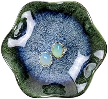 Lotus Leaf Ceramic Jewelry Ring Dish for Women (Blues Grass Green) by Dazuihou