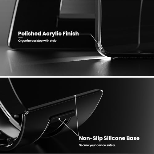 Yikola Vertical Laptop Stand for Desk, Vertical Laptop Hoder Space-Saving Organizer for All MacBook, Laptop Stand Acrylic Invisible Desktop Notebook Dock-Black… - Image 5