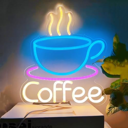 LED Coffee Cup Neon Sign Large 5V USB Powered Acrylic Neon Lights with Dimmable Switch and Hanging Chain for Coffee Cafe Bar Party Living Room Sign Gifts - Image 2