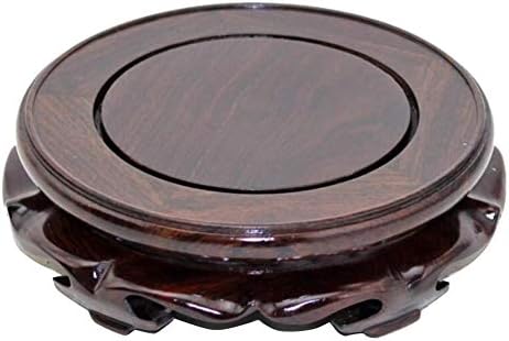 Oriental Furniture Wooden Display Stand Base Lotus Pedestal Vase Base Table Lamp Teapot Base Black Catalpa Furniture Stable Home Decoration Size3 (6.10x1.78in) by EIGXIANHAI
