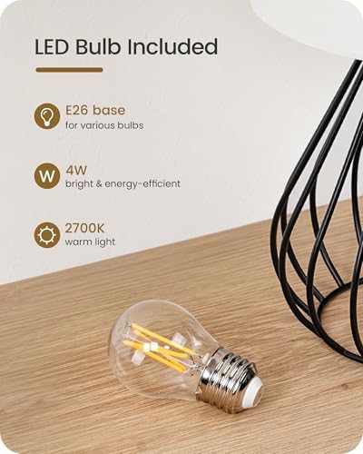 Small Table Lamp for Bedroom, Modern Bedside Lamp with White Linen Lampshade & Black Metal Base, 2700K LED Bulb Included, Decorative Nightstand Lamp for Living Room, Entryway, W06TL05 - Image 5