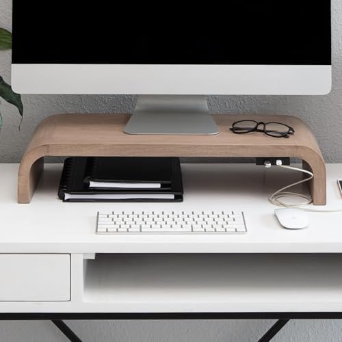 Anji Mountain Monitor Stand for Desk - Desktop Organizer & Laptop Riser, Ergonomic Monitor Riser, Space-Saving, Durable, Easy Assembly & Ideal for Home & Office, Biscotti, Power Edition by AnjiMountain