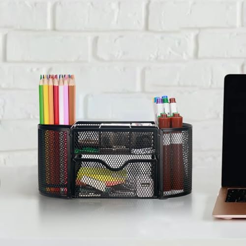 Comix Mesh Pen Holder, Desk Organizer for Home Office, Black - Image 7