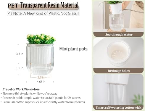 Melphoe Self Watering Pots for Indoor Plants Planter, 4.7 Inch 2 Pack Planters Self Watering Plant Pots for Flower, Houseplants, Succulent, African Violets and Cactus with Drainage - Image 6