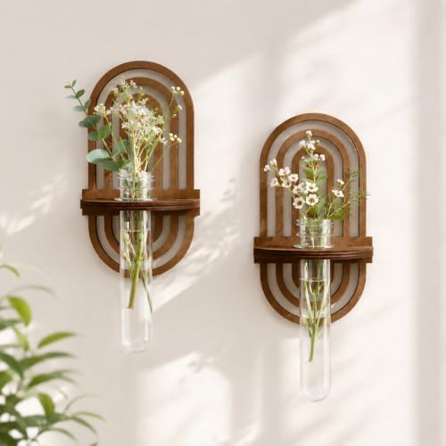 Artilady Plant Propagation Station Wall Hanging, Wood Arch Terrariums Tube by Artilady