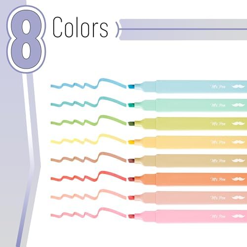 Mr. Pen- Aesthetic Highlighters No Bleed, 8 Pack, Assorted Colors | Chisel Tip, Cute Highlighters Assorted Colors for Journaling, Highlighting, Underlining, Fast Dry, Back to School Supplies - Image 2