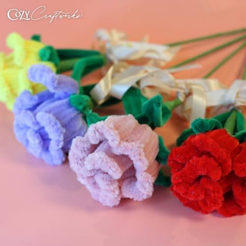 WeVeel Cozy Craftworks Rose Chenille Stem Craft Kit Bundle for Teens & Adults – Mindful DIY Flower Craft, Tactile Pipe Cleaner Art Kit with QR Video Tutorials - Image 5