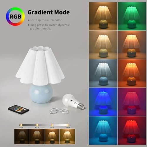 Rechargeable Crodless Small Table Lamp, Battery Operated Remote Control LIght Blue Mini Cute Table Lamps for Bedroom Nightstand, Cute Small Table Lamp for Small Spaces for Kitchen Counter, Bookshelf - Image 3