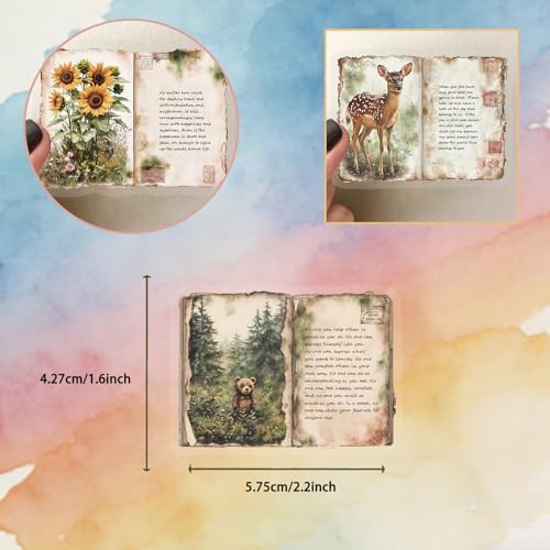 Vintage Watercolor Diary Stickers for Scrapbooking, Waterproof Aesthetic Decals for Planner Water Bottles Art Bullet Junk Journal,DIY Crafts and Scrapbook Supplies for Teens Adults - Image 3