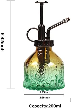 Glass Plant Mister Spray Bottle 200ML Watering Bottle with Top Pump Watering Can for Indoor Outdoor House Plants,Flowers (Brown-Green) - Image 2
