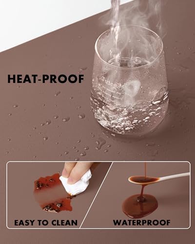YSAGi Double-Sided Desk Pad, 35.4"x17"Leather Desk Mat, Eco Cork Desk Pad Protector,Large Mouse Pad,Waterproof Desk Blotter for Office/Home(Chocolate) - Image 6