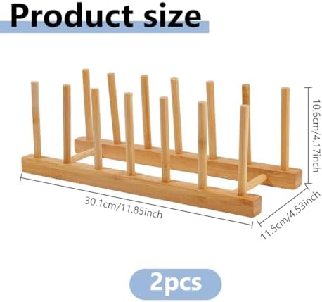 DICOSMETIC 2 Sets Bamboo Desk File Organizer 6-Compartment Vertical File Holder Bamboo Mail Sorter Wooden Desktop Paper Organizer for Home Office School, 30.1x11.5x10.6cm - Image 2