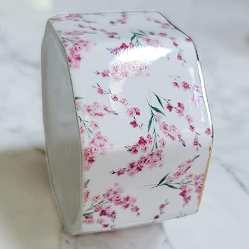 Ceramic Paper Clip Holder Gold Line Paper Clip Dispenser Organizer for Desk Cute Floral Pattern Office Binder Clip Holder Bobby Pin and Hair Clip Holder Gift for Office Pink Flowers - Image 6
