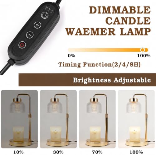 Funistree Candle Warmer Lamp with Timer Dimmer, Adjustable Height Christmas Birthday Gifts for Women Mom, Modern Gold Candle Warmer, Vintage Home Decor for Scented Jar with 2 Bulbs - Image 4