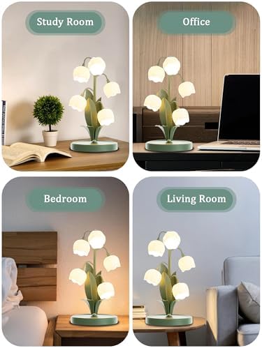 Green Flower Lamp for Home,5 Lily of The Valley Vintage Table Lamps - Image 4