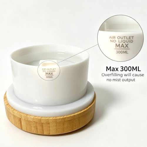 300ml Essential Ceramic Diffuser,Round Aroma Luruxy Porcelain Diffuser Night Light Captivating Exquisite Blue and White Patterned Elegance Nano Water Mist Humidifier - Image 6