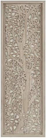 Madison Park Laurel Wall Art - Laser Cut Carved Botanical Tree Branches, Genuine Fir Wooden Framed, Rustic Finish - Modern Farmhouse Décor for Living Room, Ready to Hang Panel, 12 x 36", Grey by MADISONPARK