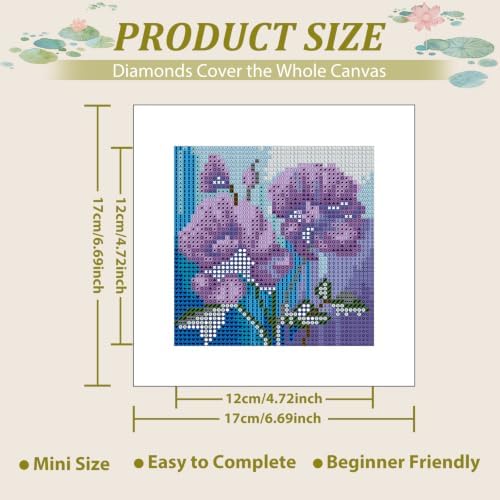 Aestalrcus 6 Pcs Small Diamond Art Kits Flowers Diamond Art Kits for Adults - Image 3