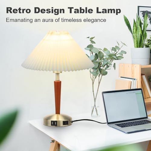 LALISU Touch Bedside Table Lamp, Fabric Shade Small Table Lamp, Brown - Image 5