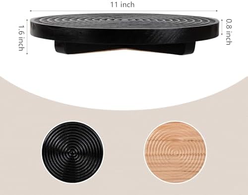 Round Decorative Tray Farmhouse Bathroom Decor Wood Riser, 11" Black - Image 3