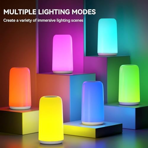 Touch Bedside Table LED Lamp, [Sleek Design & RGB Mode] Multi-Color Dimmable with Warm White Lights, Birthday Gifts for Women Mom, Smart Nightstand Small Lamp for Bedroom Living Room Home Decor - Image 5